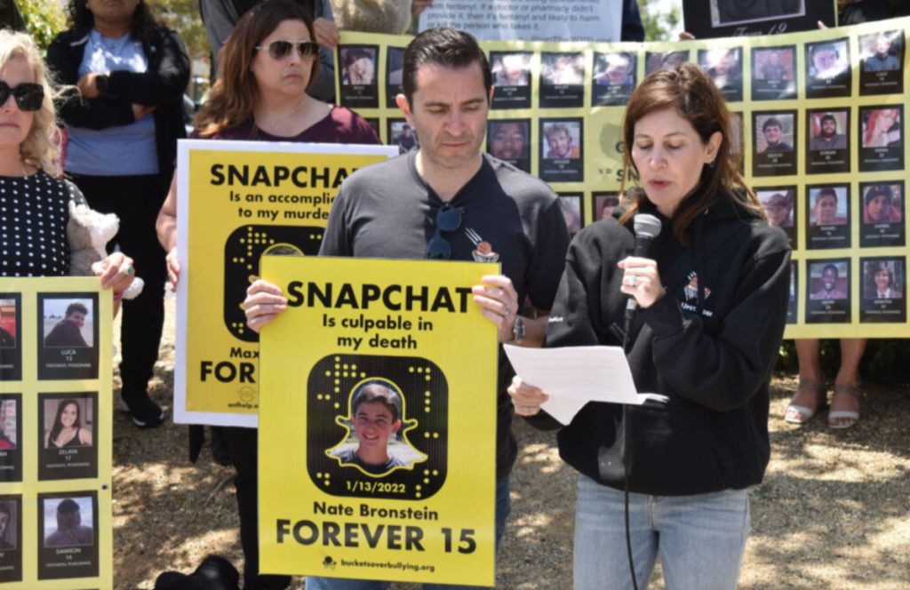 ‘Gone in a Snap,’ parents protest the social media company they view as complicit in their children’s deaths